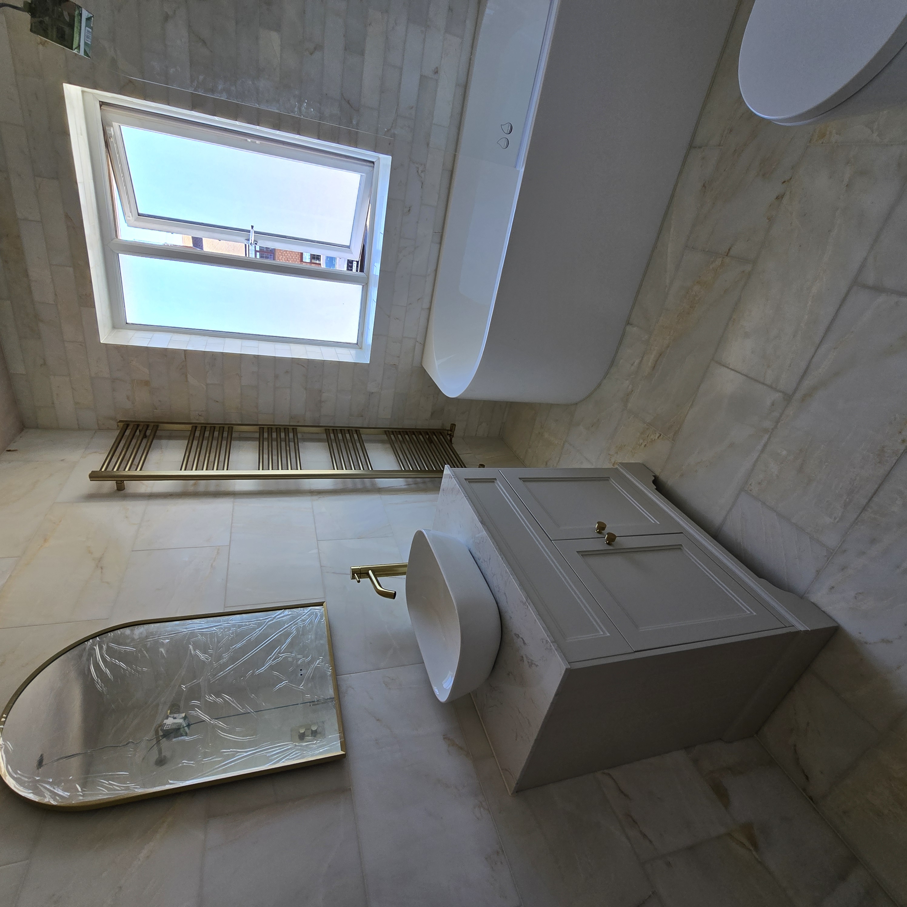Completed marble bathroom renovation
